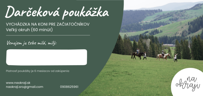 Vychádzka na koni pre začiatočníkov VEĽKÝ OKRUH (60 minút)